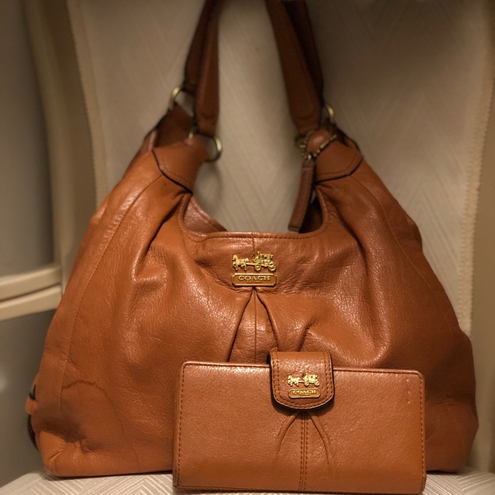Coach Original,  Tan Leather Bag with Wallet